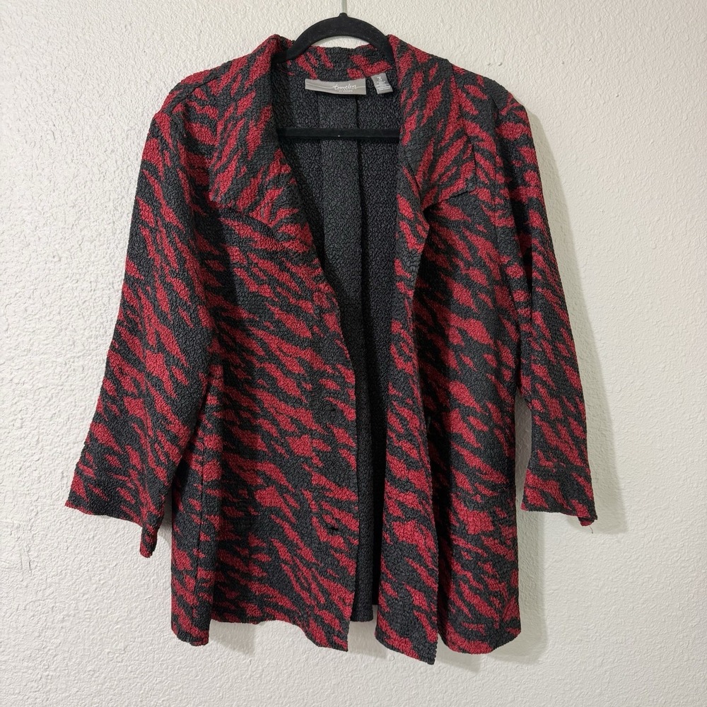 Chicos Travelers 3 XL Light Jacket Blazer Dressy Formal Red Black Stretch